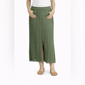 SAVANNAH MORROW THE LABEL Lauryn pointelle-knit organic cotton midi Skirt‎